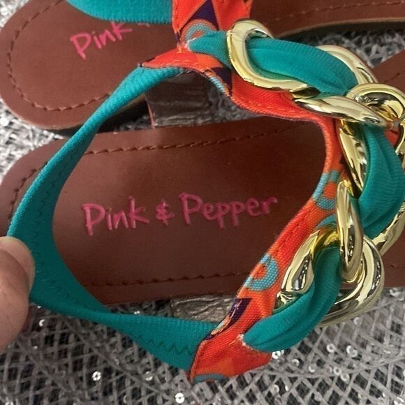 Pink and pepper beautiful sandals, new without box.7.5 - Picture 2 of 7